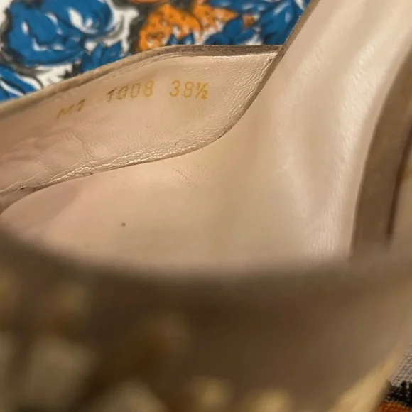 Dior Tan Floral High Heels Sz 38.5